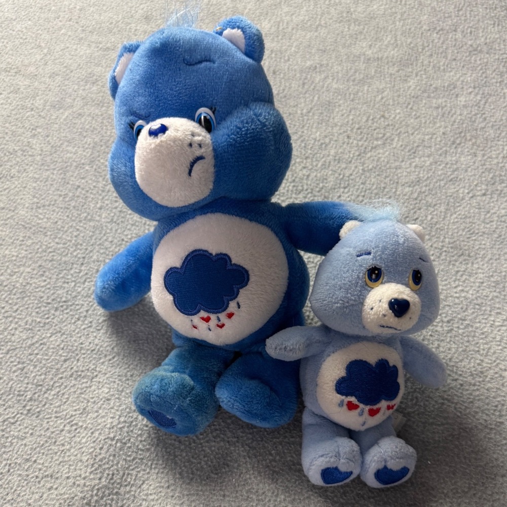 Care Bears Grumpy Bear Blue Plush Toy Set 8 Inch and 5 Inch Figures